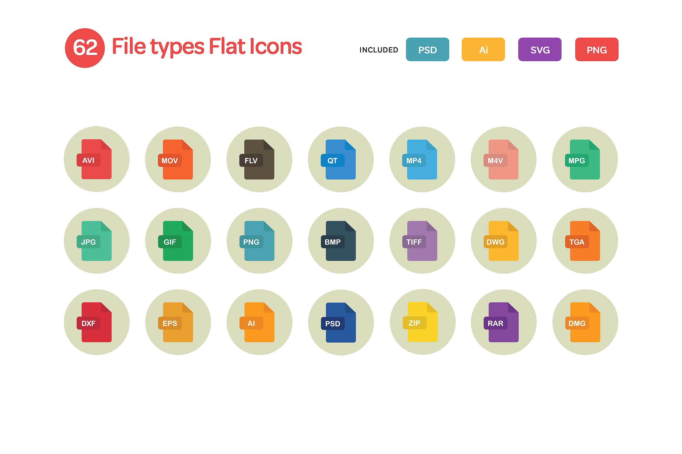 Filetypes Flat Icons Set