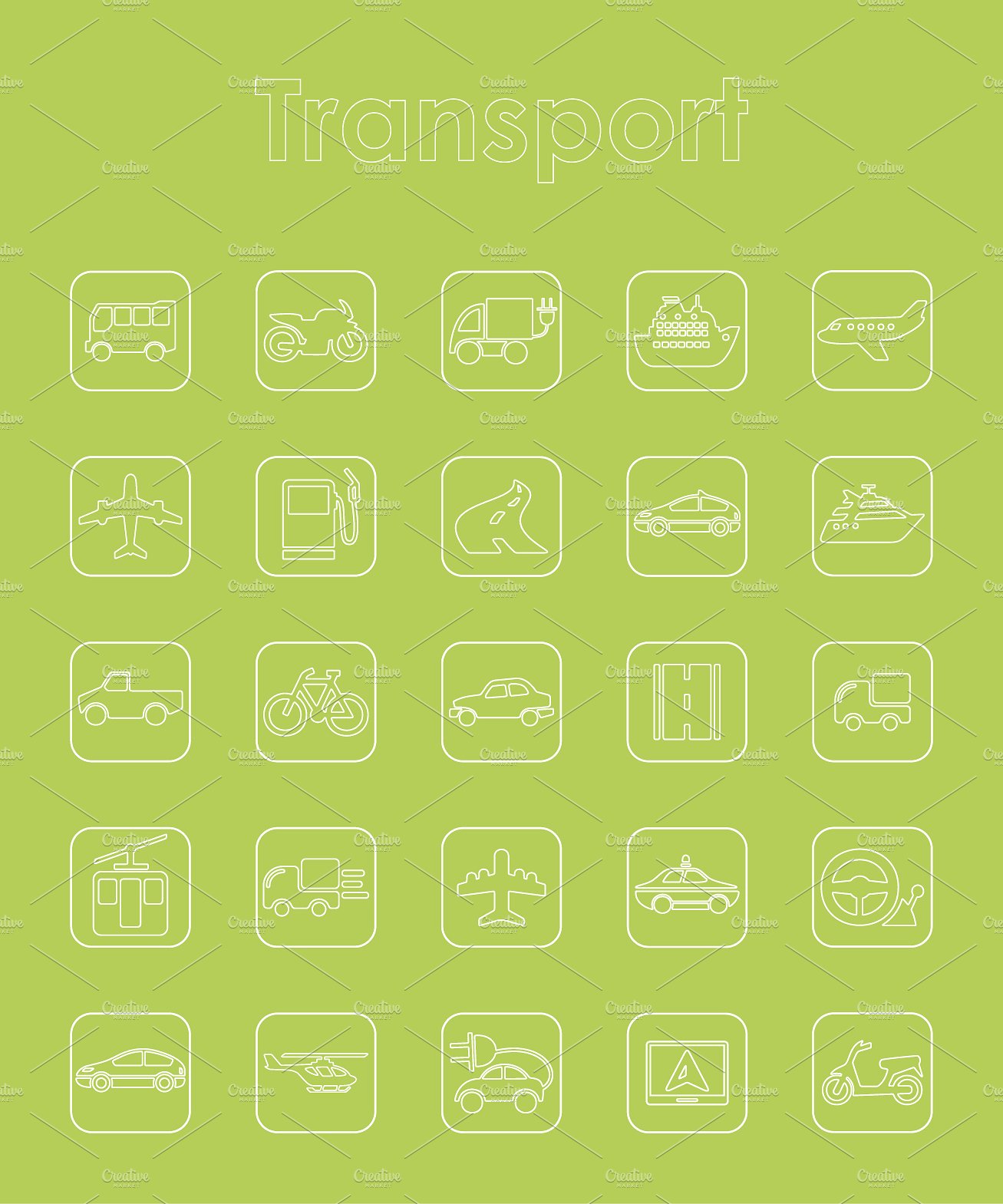 25 TRANSPORT simple icons