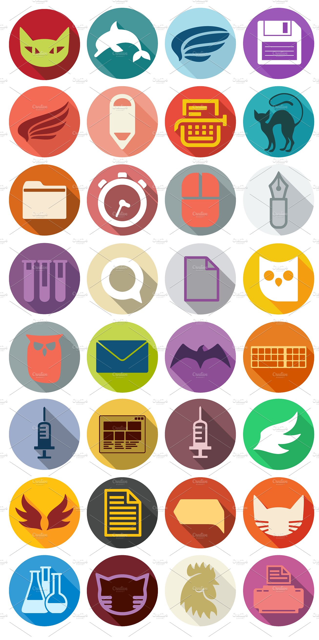 72 VETERINARY flat icons