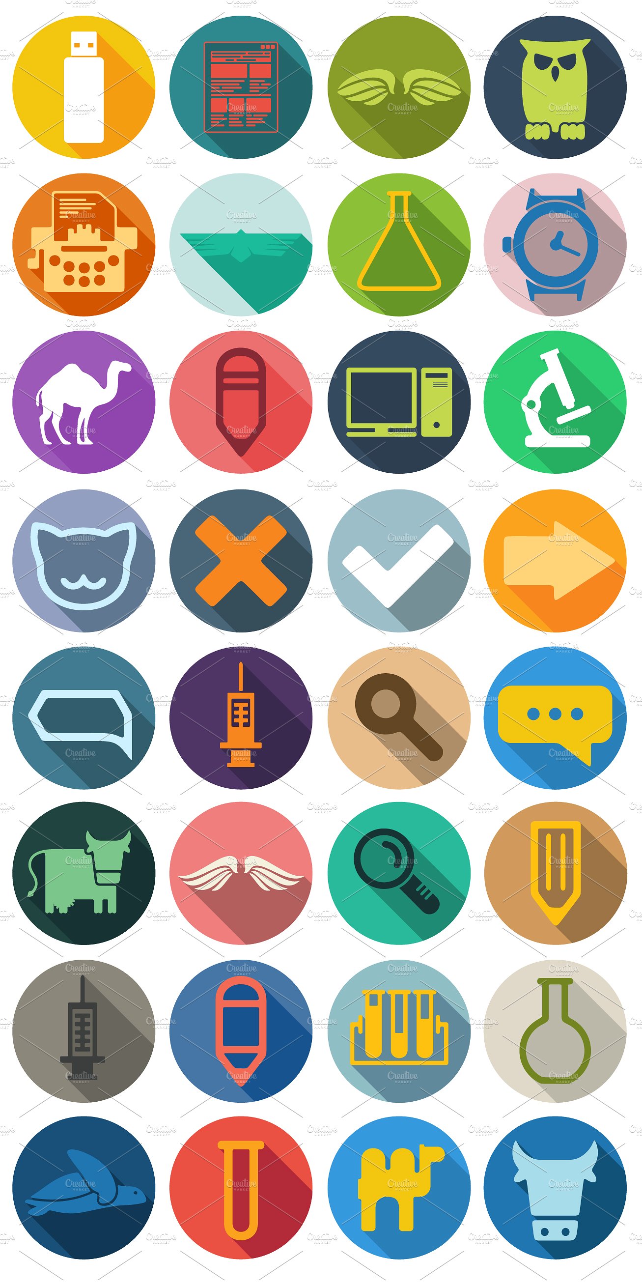 72 VETERINARY flat icons