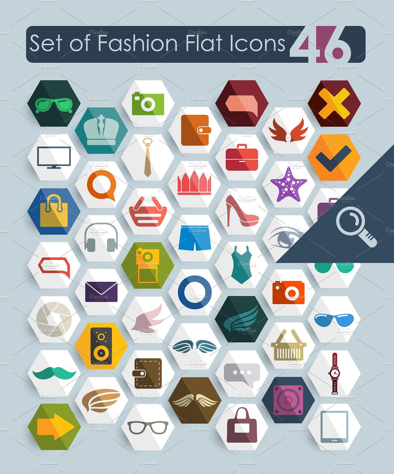 46 FASHION flat icons