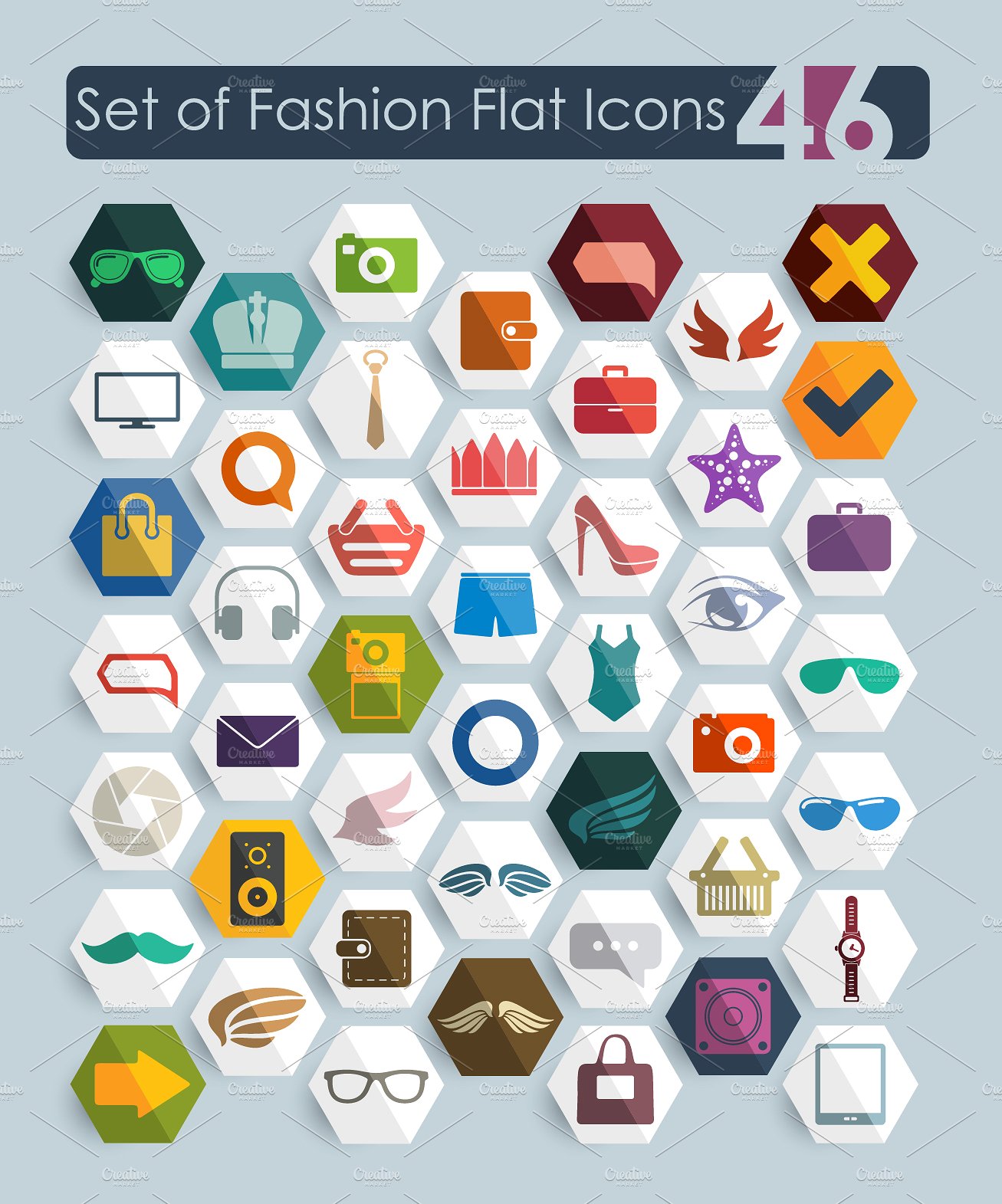 46 FASHION flat icons