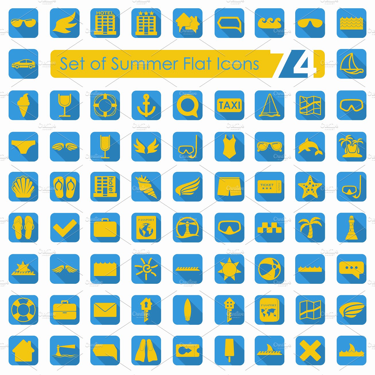 74 SUMMER flat icons