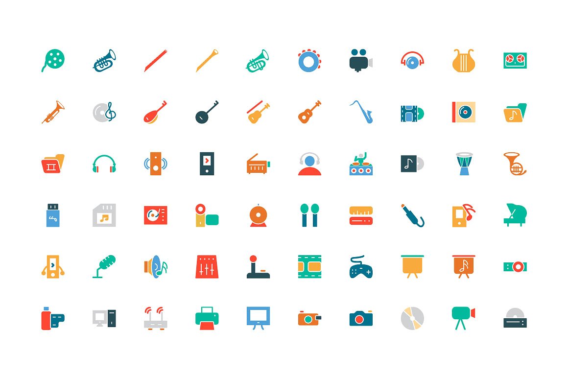 100 Music Colored Icons