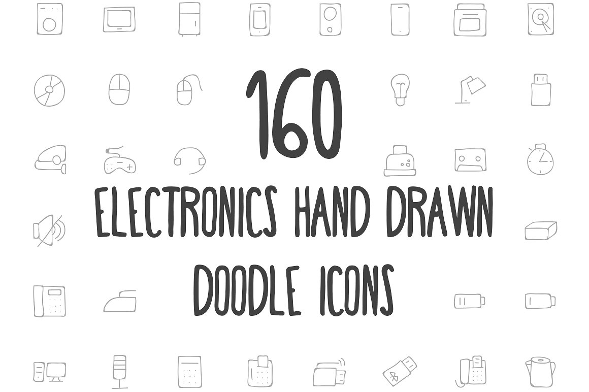 160 Electronics Hand Drawn Ico