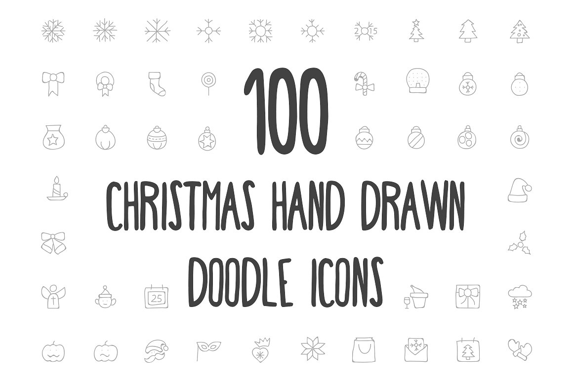 100 Christmas Hand Drawn Icons