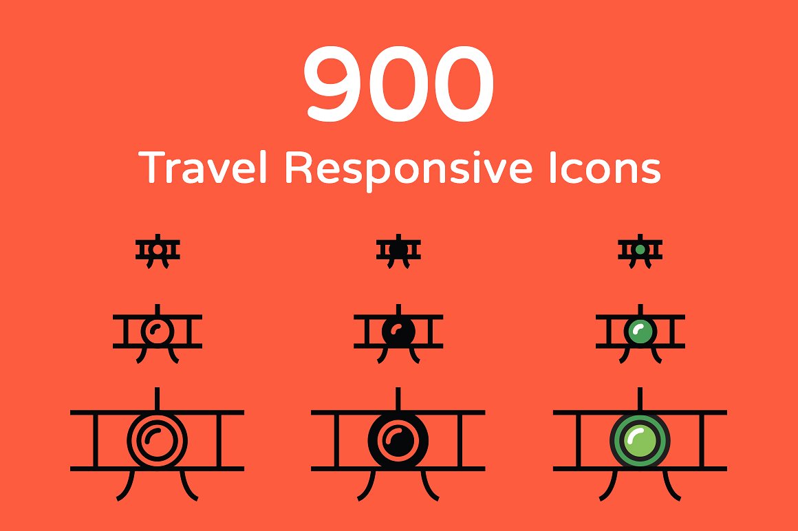 900 Travel Responsive Icons