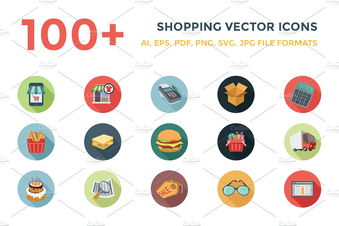 100 Shopping Flat Vector Icon