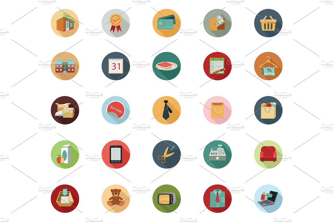 100 Shopping Flat Vector Icon