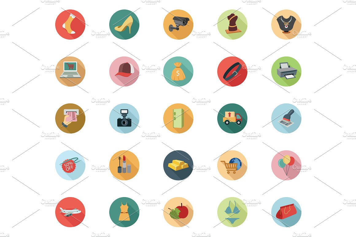 100 Shopping Flat Vector Icon