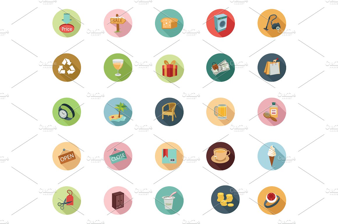 100 Shopping Flat Vector Icon