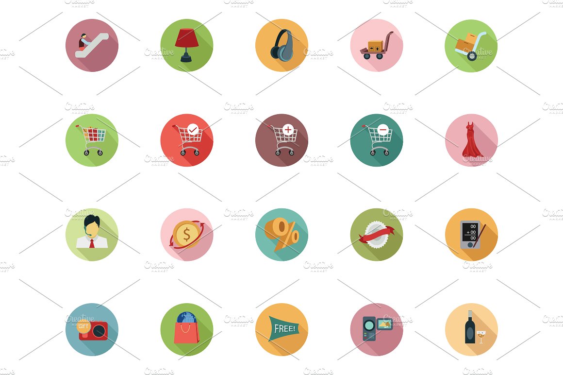 100 Shopping Flat Vector Icon