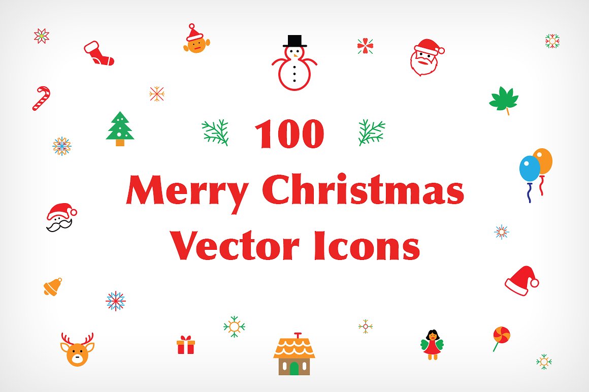 100 Merry Christmas Vector Ico