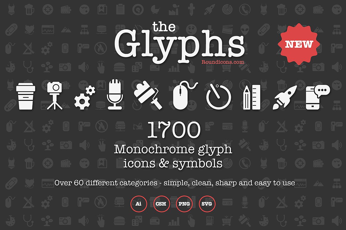 The Glyphs 1700 icons -amp; sy