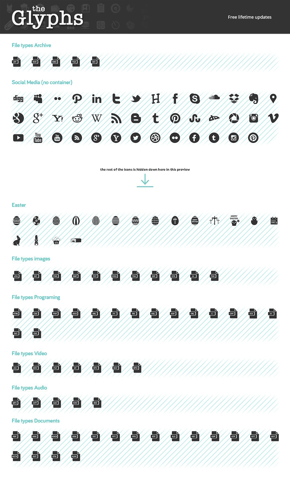 The Glyphs 1700 icons -amp; sy