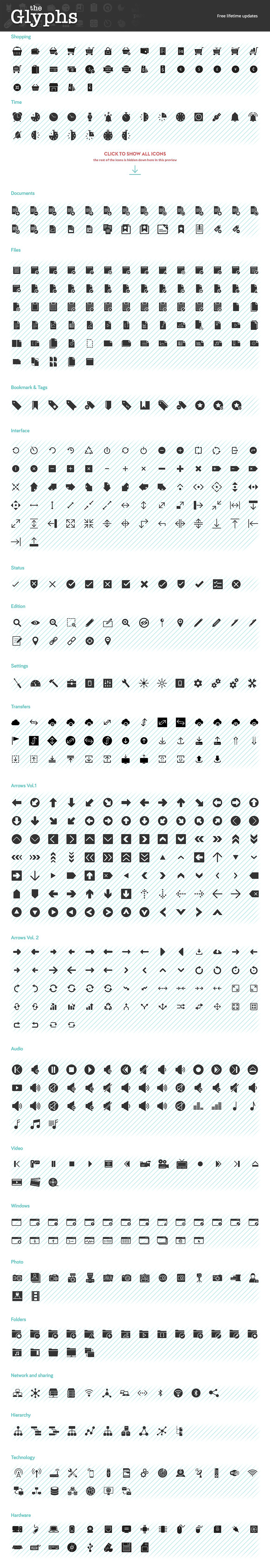 The Glyphs 1700 icons -amp; sy