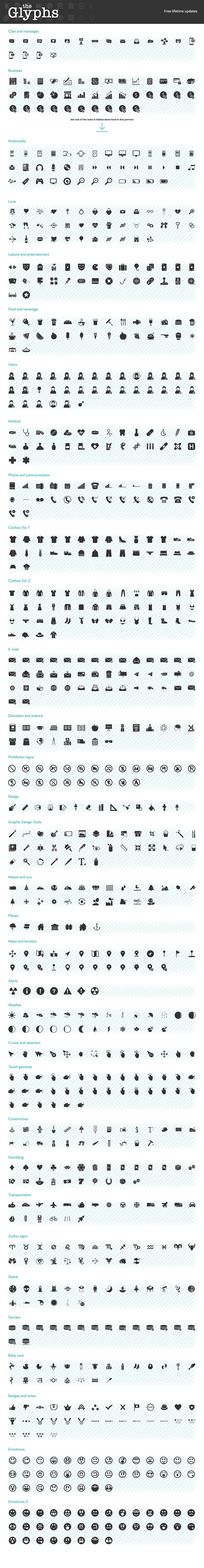 The Glyphs 1700 icons -amp; sy