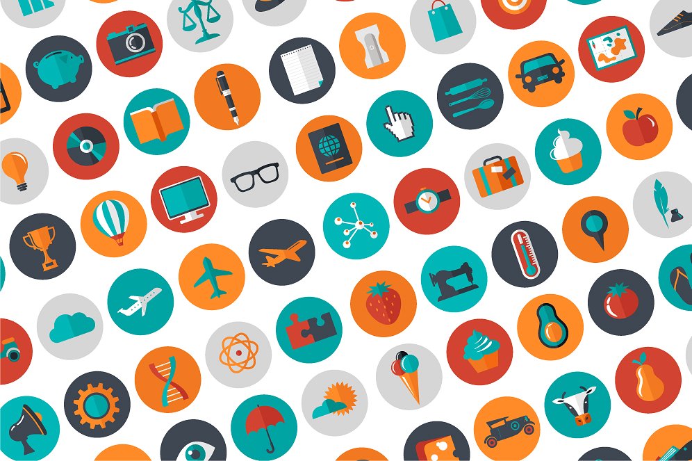 216 Flat vector icons bundle