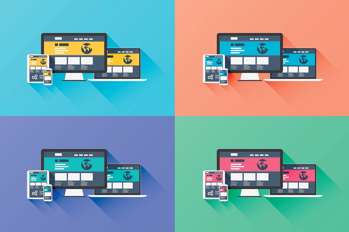 Flat web development vector ic