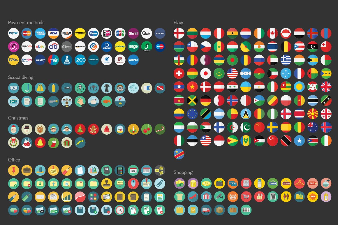 2500 Flat Icons Ai | PSD | SVG