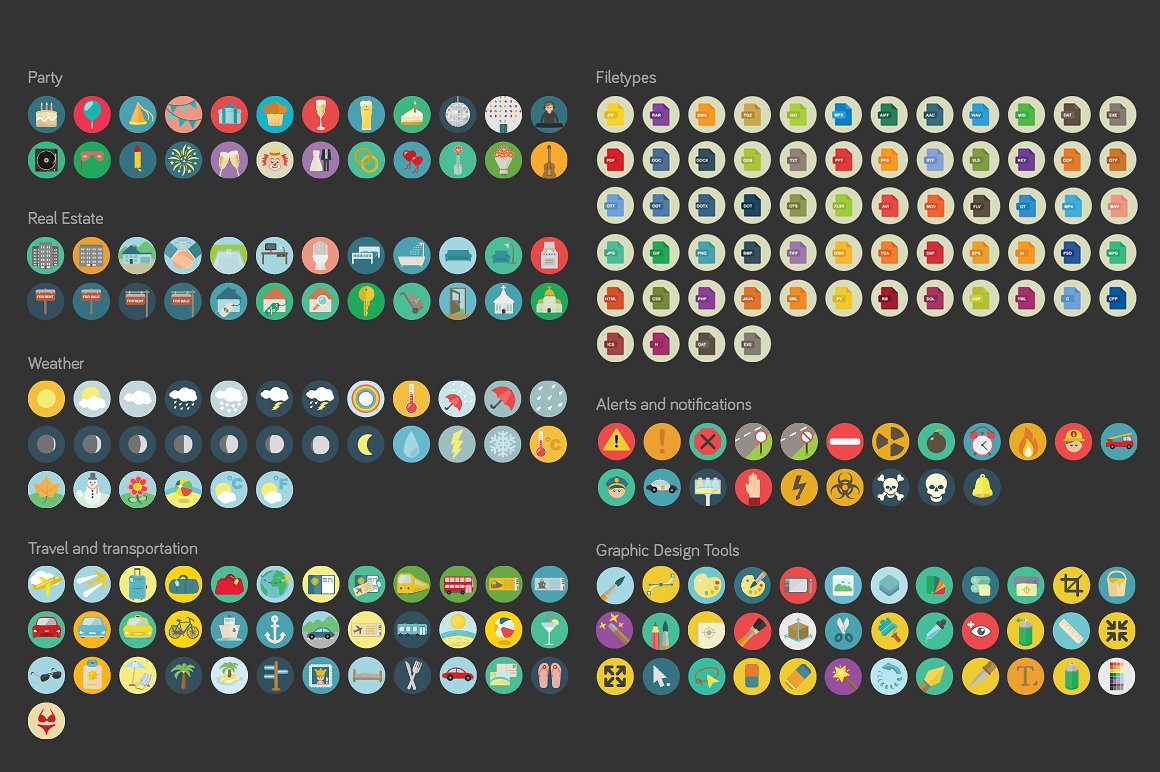 2500 Flat Icons Ai | PSD | SVG