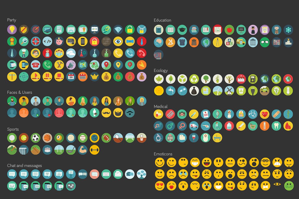 2500 Flat Icons Ai | PSD | SVG