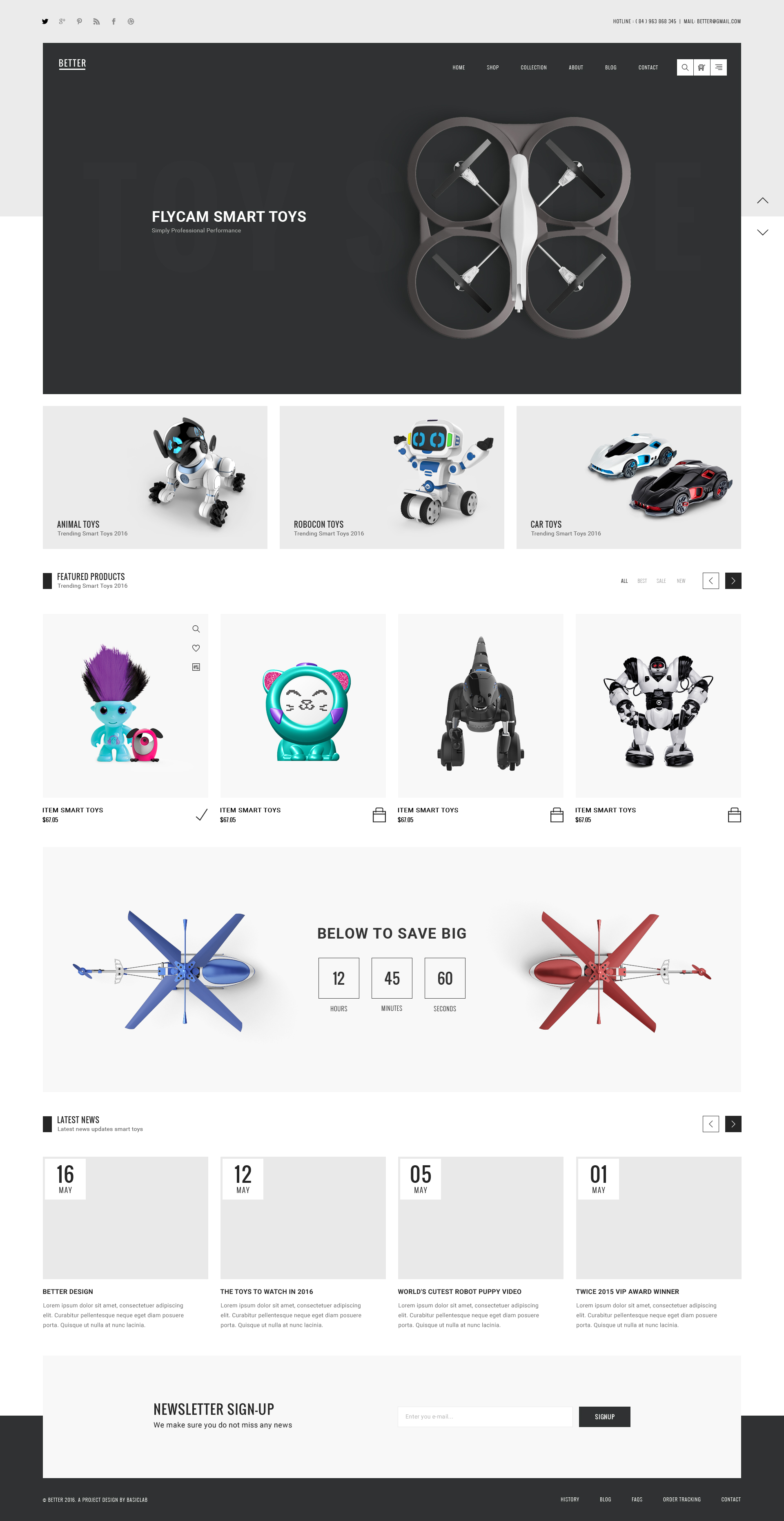 儿童玩具模型机器人电子商务购物类PSD网页模板Better