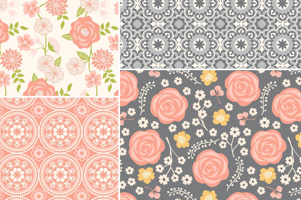 Vintage Floral -amp; Geometric