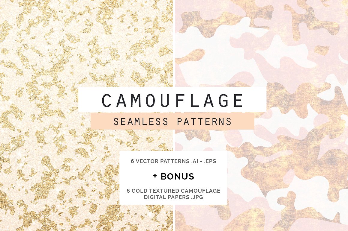 迷彩图案无缝背景Camouflage Patterns Ba