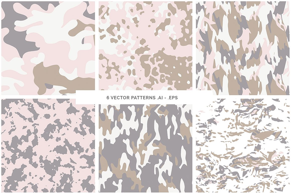 迷彩图案无缝背景Camouflage Patterns Ba