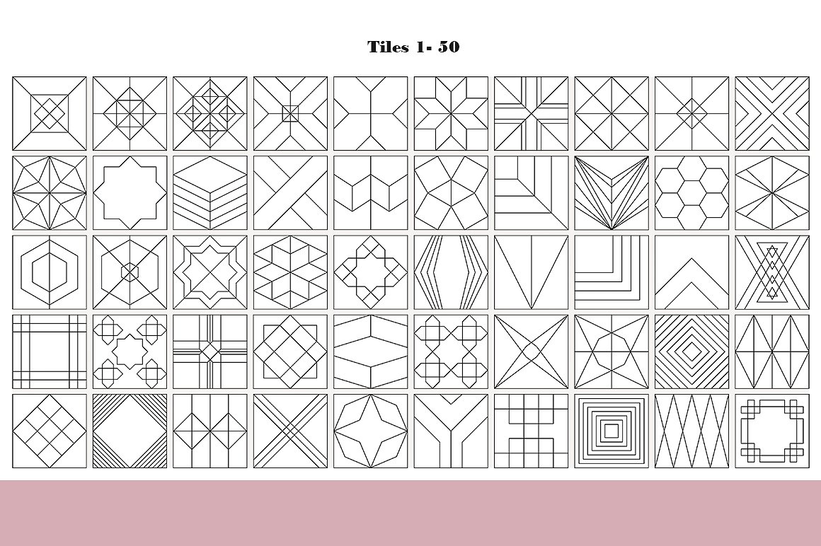 几何图案无缝背景100 Geometric Tiles -