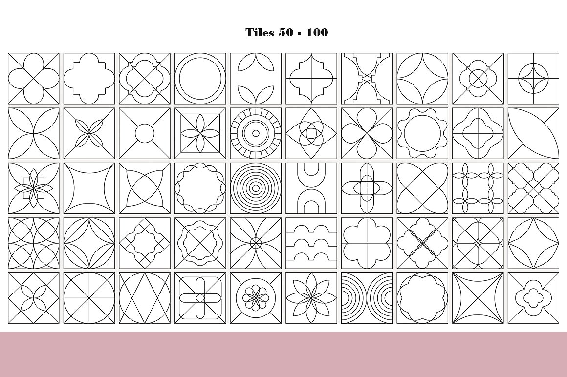 几何图案无缝背景100 Geometric Tiles -