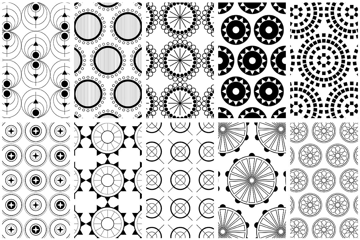 40个高端优雅的基于圆形矢量几何图形无缝背景纹理 Circu