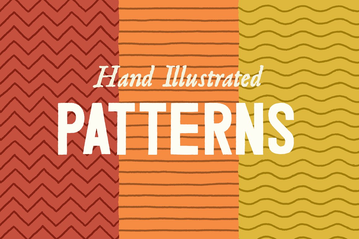 手绘线条无缝背景Line Patterns - Hand I
