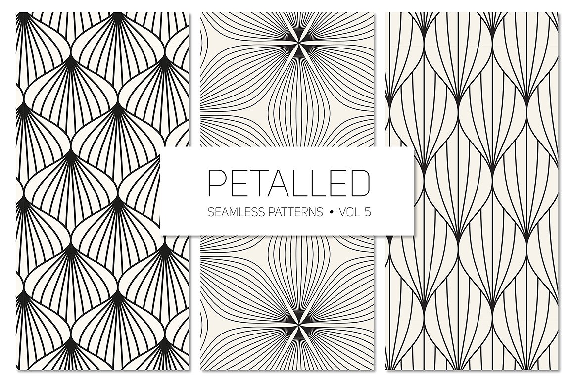 线条图案设计素材Petalled Seamless Patt