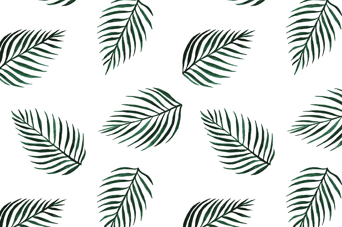 手绘植物无缝背景Seamless vector palm t