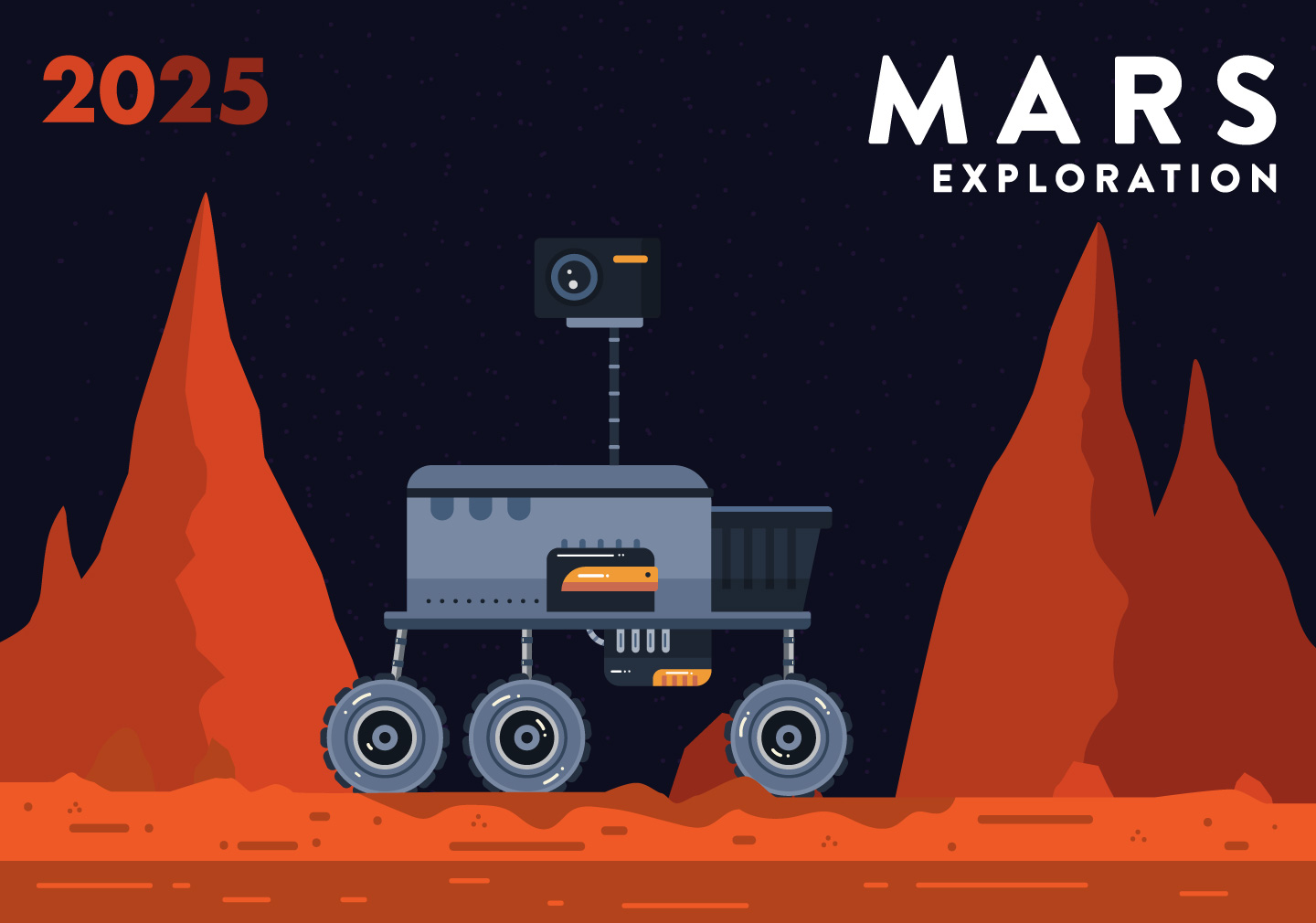 火星探测矢量插图Mars Exploration Vecto