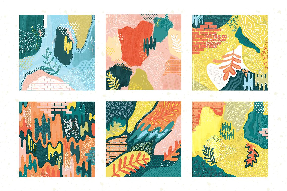 抽象图案设计素材Collage Art Patterns