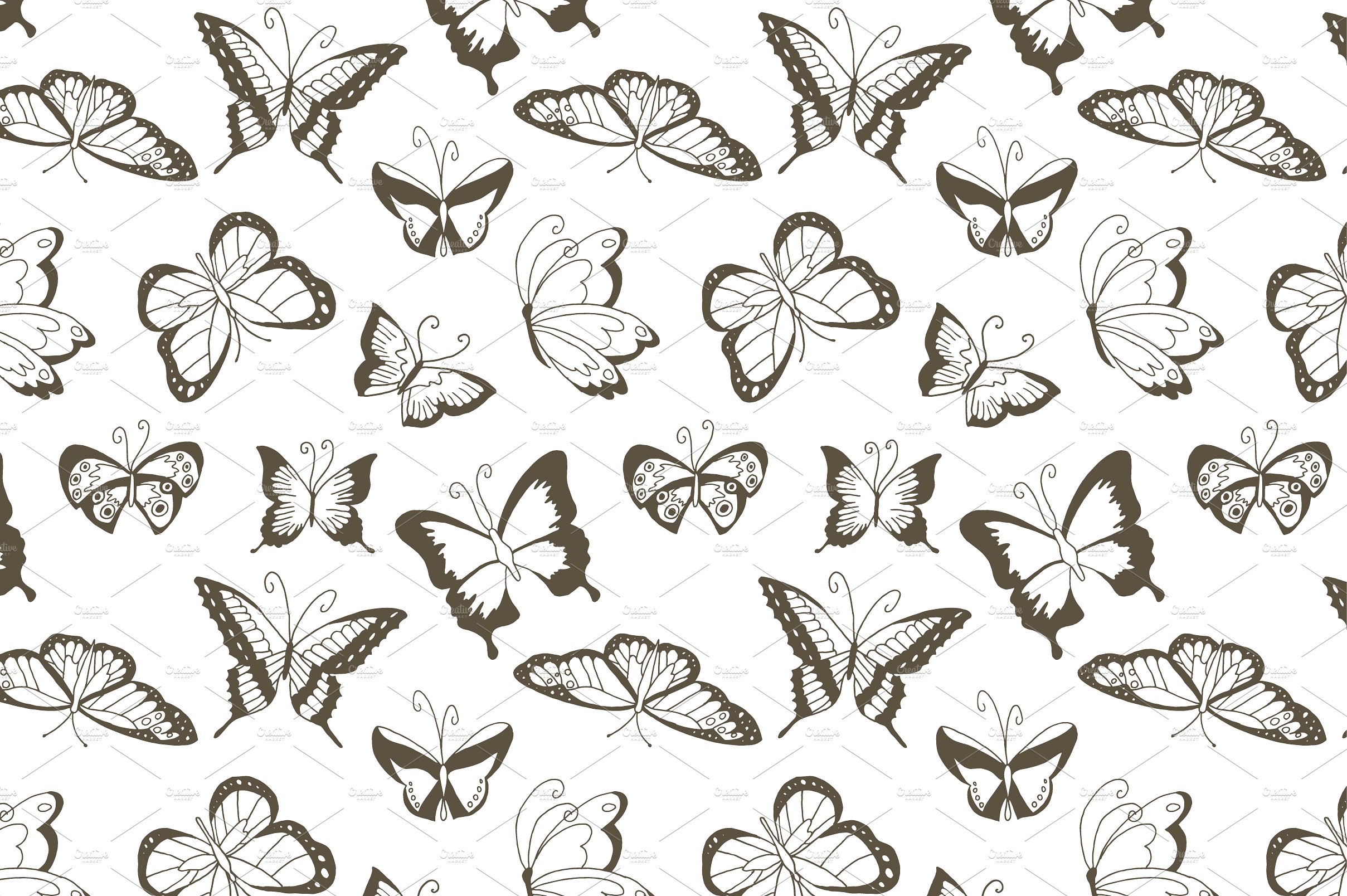 手绘蝴蝶图案设计素材Seamless Butterfly P