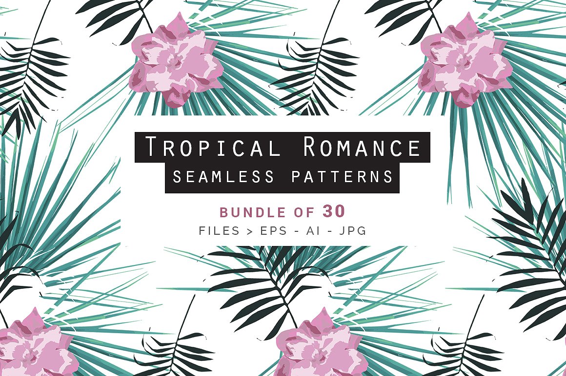 手绘热带植物设计素材Tropical Romance Col