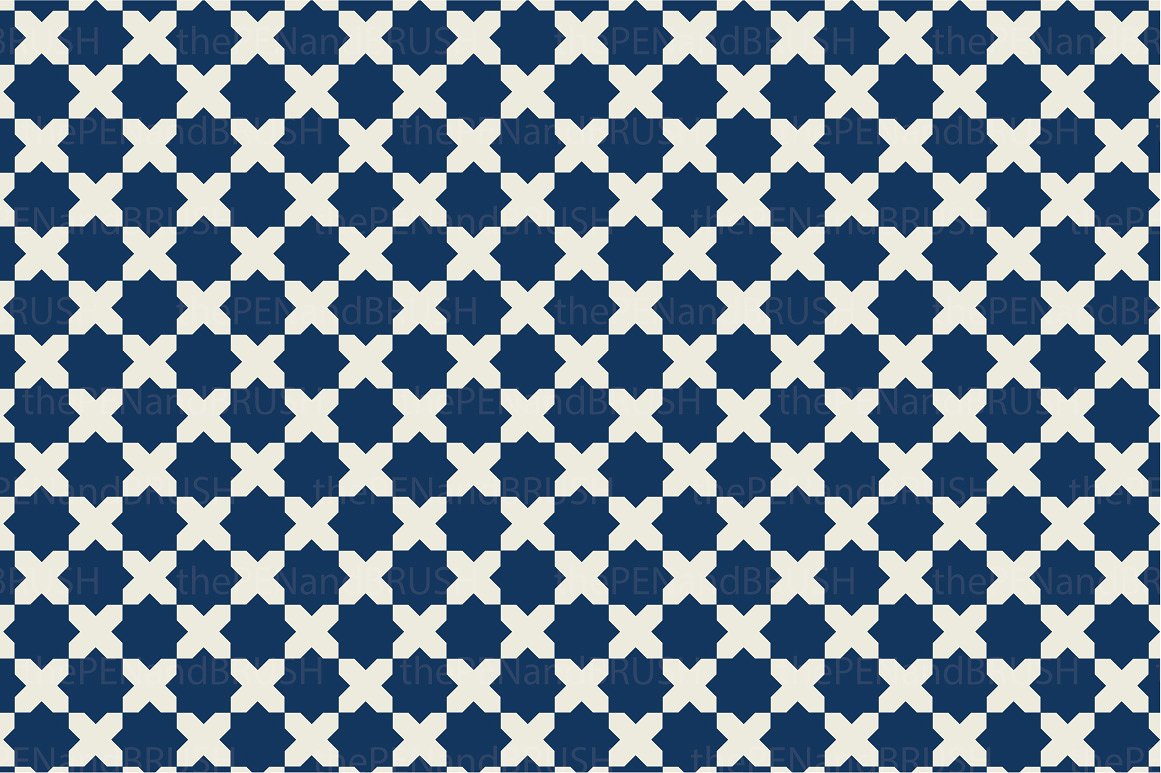 蓝色几何图案无缝背景Moroccan Seamless Pa