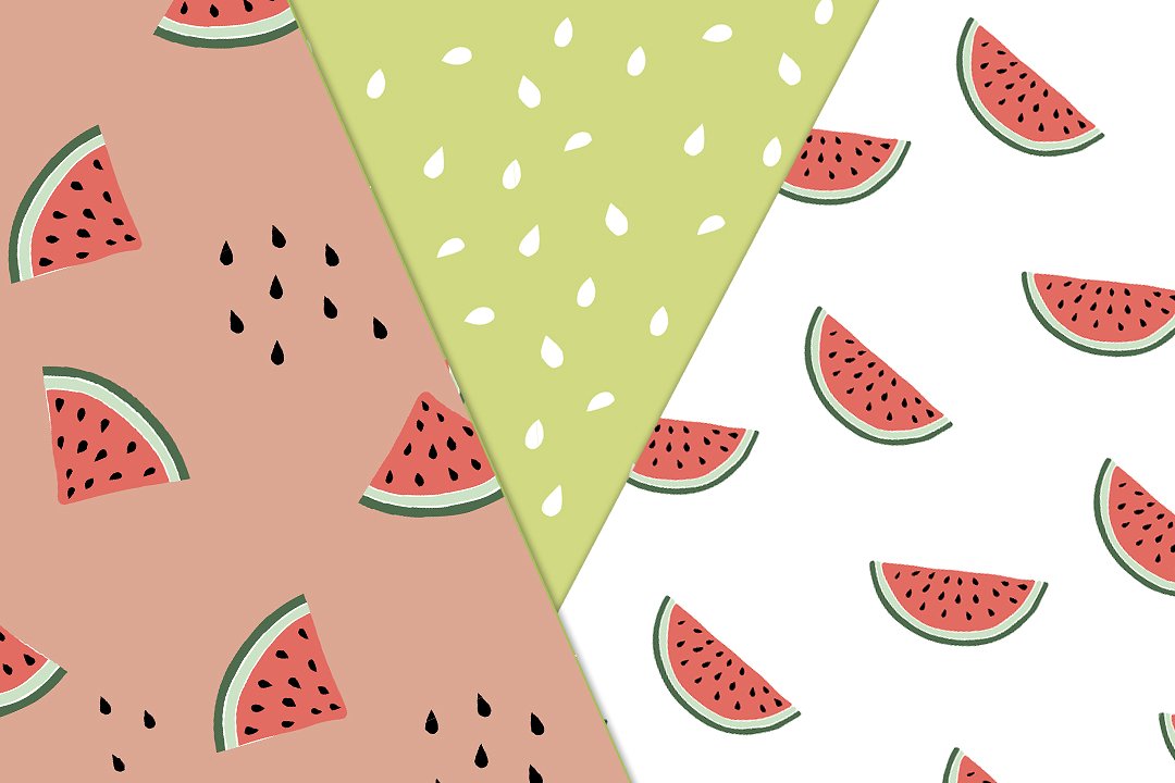 西瓜插画无缝背景Watermelon Seamless pa