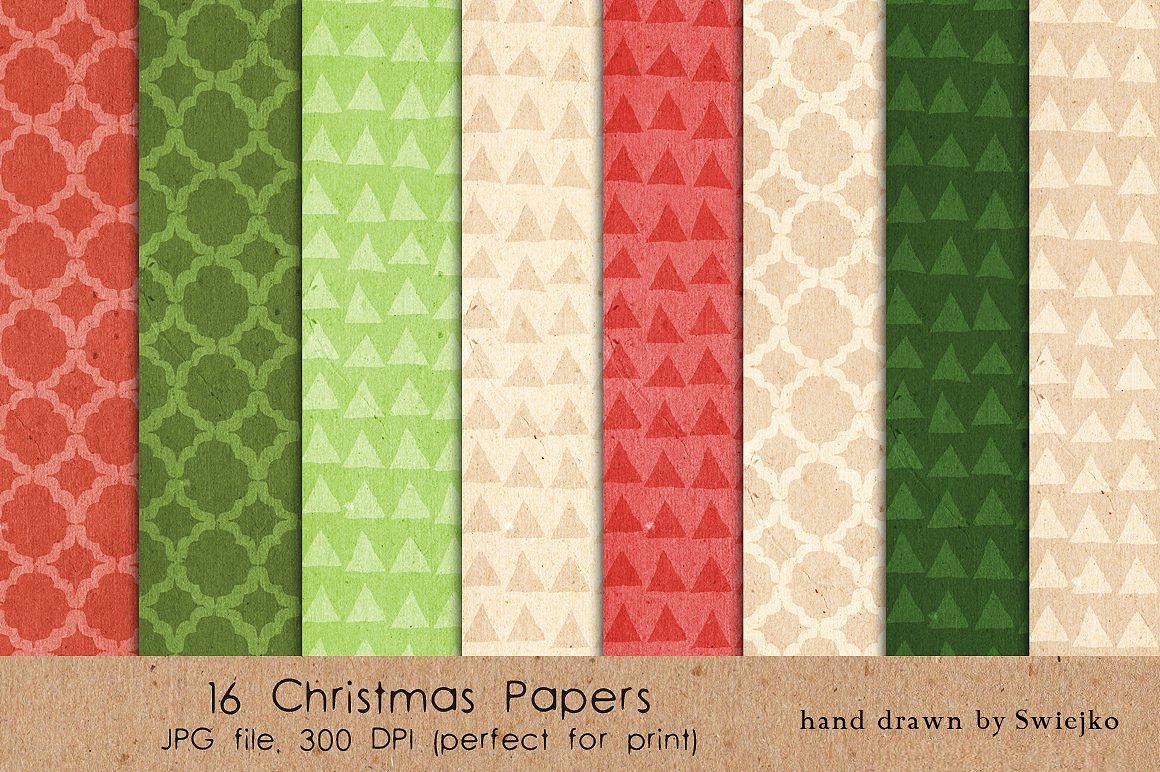 圣诞主题几何图案无缝背景Christmas Patterns