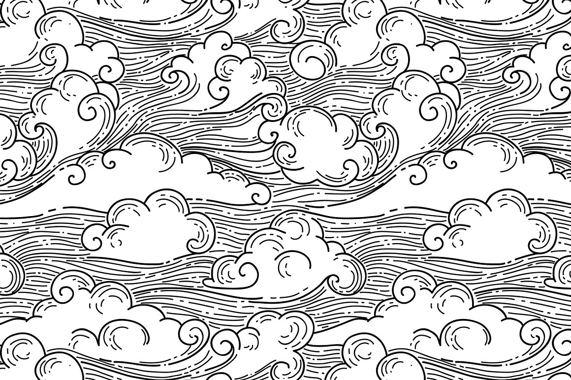 手绘云朵设计师团Clouds pattern #409831