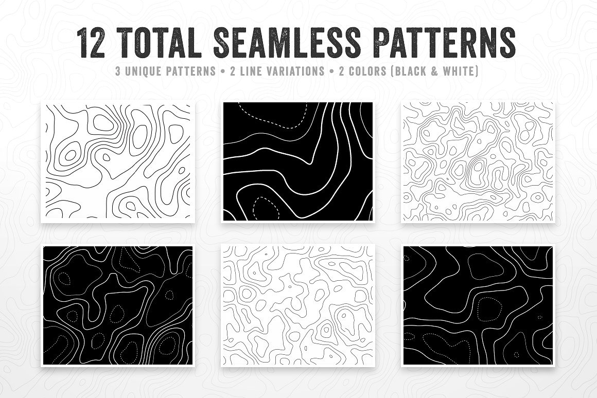 线条地形图设计素材Seamless Topographic