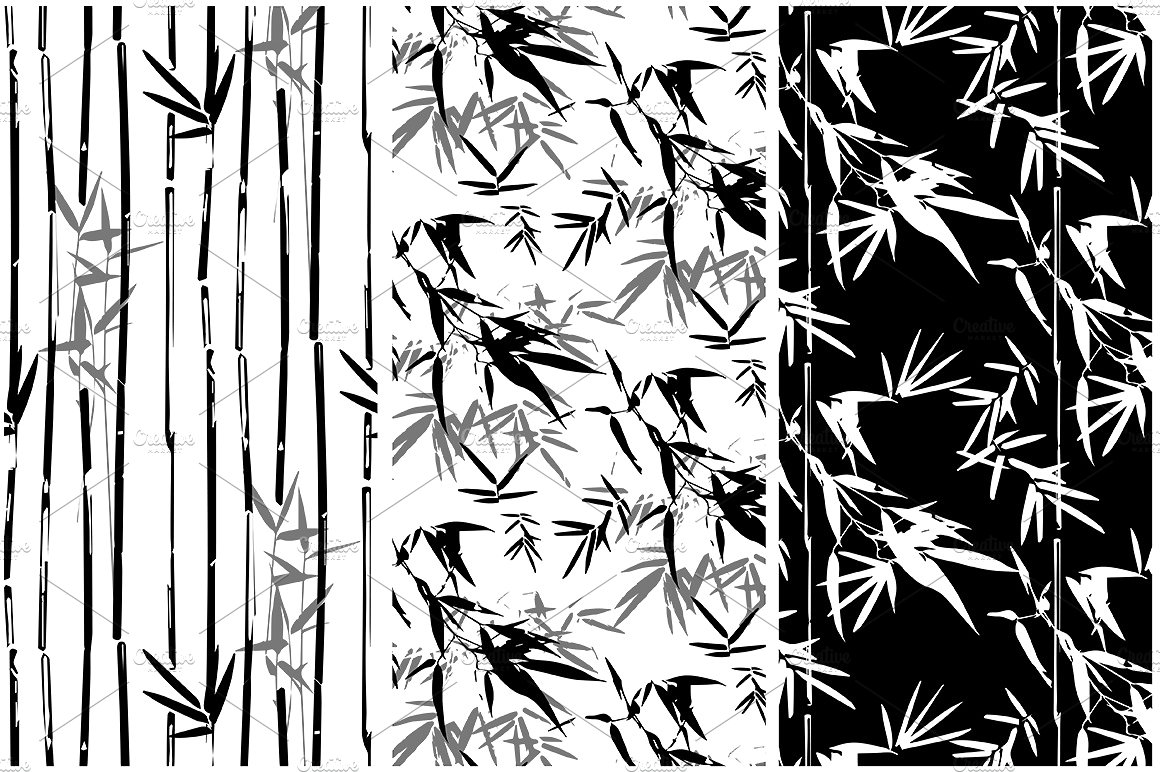 水墨竹背景Japanese Bamboo Patterns