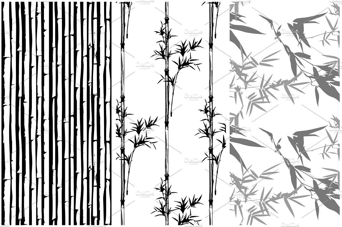 水墨竹背景Japanese Bamboo Patterns