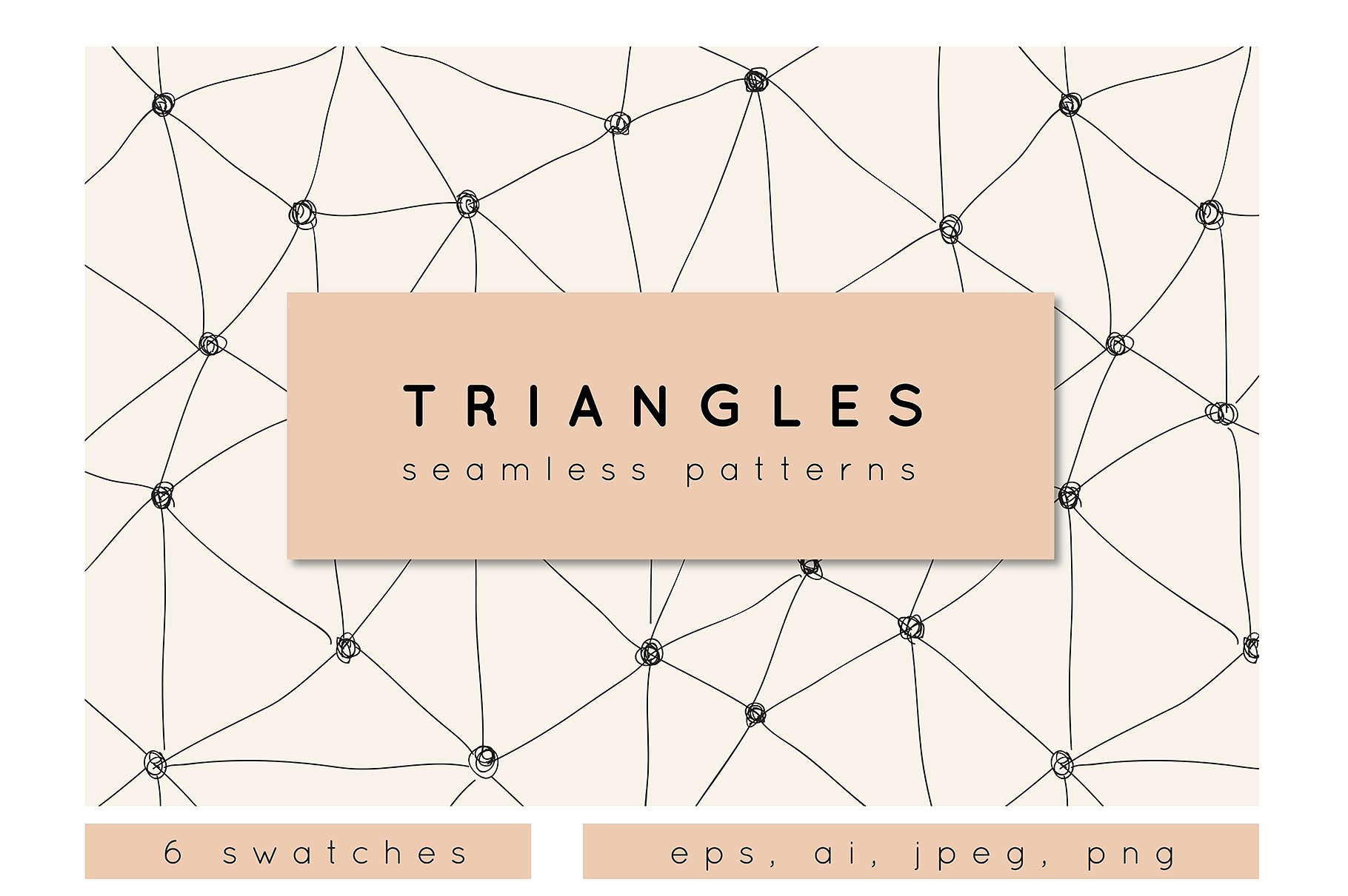 手绘线条图案无缝背景Triangles. Seamless