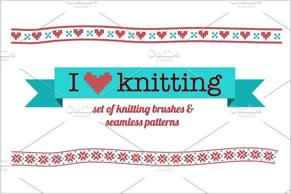 圣诞主题针织图案设计素材Knitting vector br