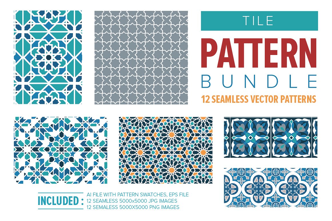 几何图案无缝背景TILE Pattern Bundle